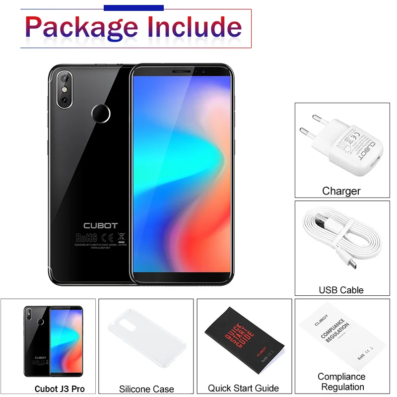 Cubot J3 Pro Android go 18:9 полный экран 1 Гб 16 5 дюймов MT6739 четырехъядерный смартфон 13 МП + 2