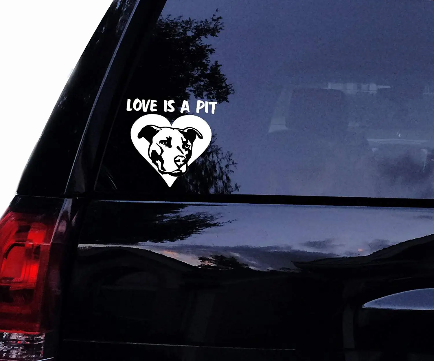 

Love Is A PIT - Pitbull Dog Vinyl Car Decal, Laptop Decal, Car Sticker, Boat (6in, White)