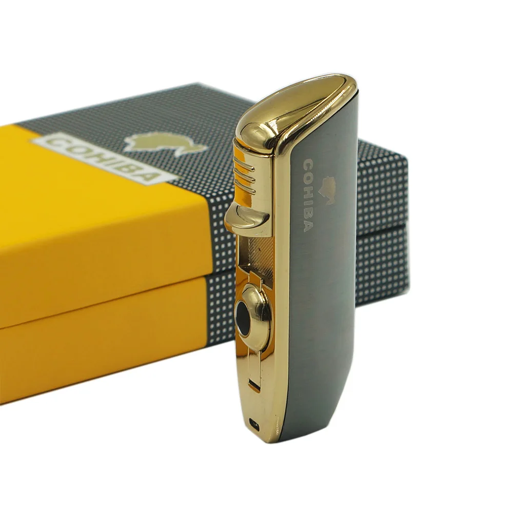 Европейский покупатель Cohiba Металл Газ Бутан 3 факел струйное пламя сигары