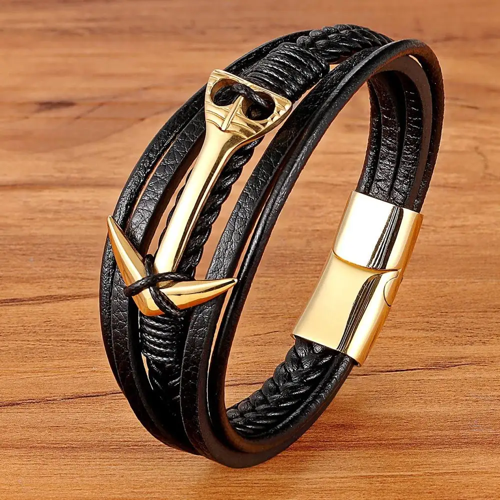 Bracelet 2 TYO индивидуальность ювелирные изделия различных конструкций геометрический узор многослойный браслет из натуральной кожи для мужчин модные ювелирные изделия подарок - Окраска металла: Bracelet 2