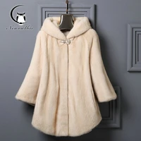 2022 new luxury winter women coats nature fur full pelt real top fashion knitted with hood womens natural coat warm for lady