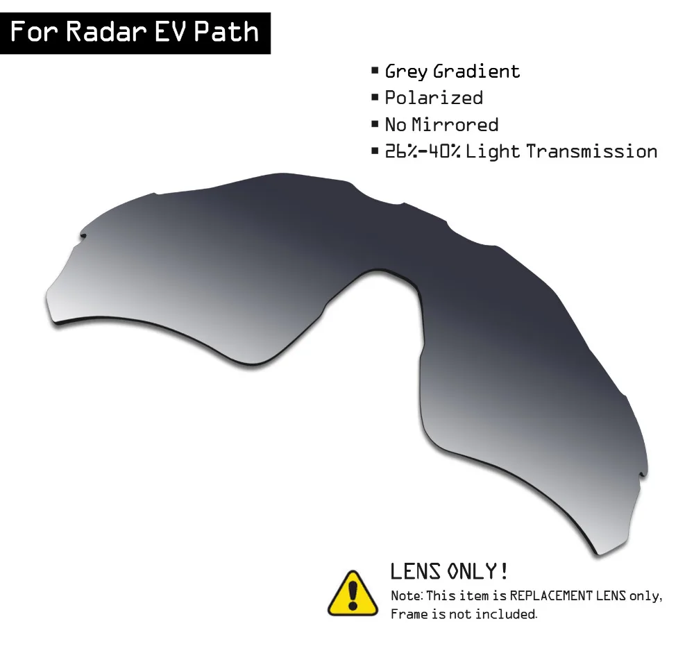 SmartVLT Polarized Sunglasses Replacement Lenses for Oakley Radar EV Path - Grey Gradient Tint