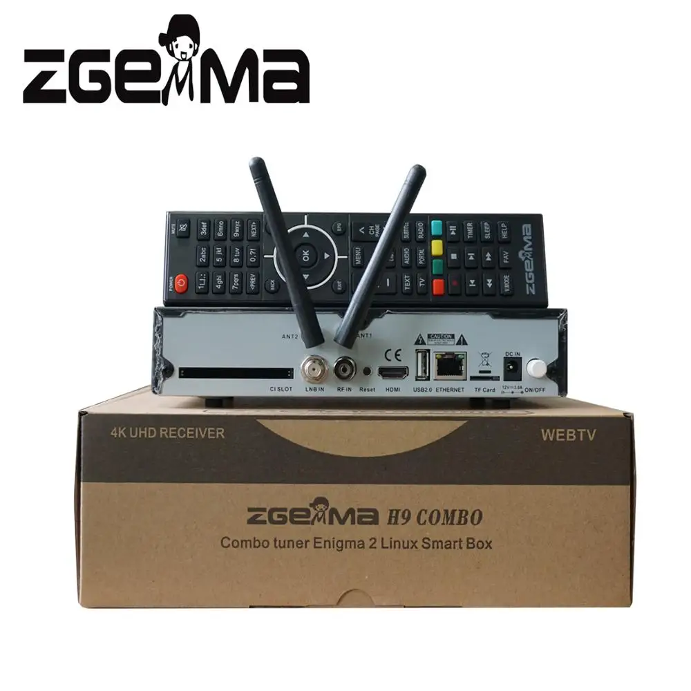 2 шт./лот лучший новый DVB S2X + T2/C тюнеры ZGEMMA H9COMBO 4K UHD TV Box Linux OS Enigma2 H.265/HEVC * WiFi Ci