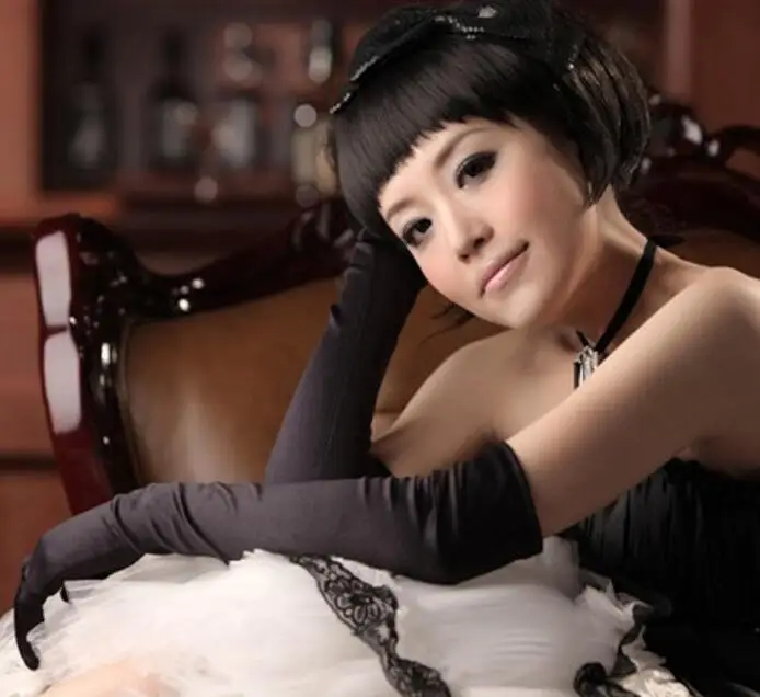 Женская длинная эластичная атласная перчатка Элегантная Модная Солнцезащитная