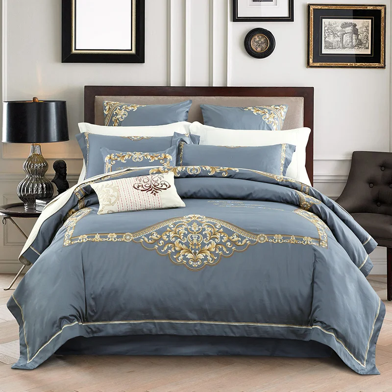 Luxury Egypt Cotton Elegant life Bedding Set Embroidery Silky Delicate Duvet Cover Bed Sheet Pillowcases Queen King Size 4/6Pcs | Дом и сад