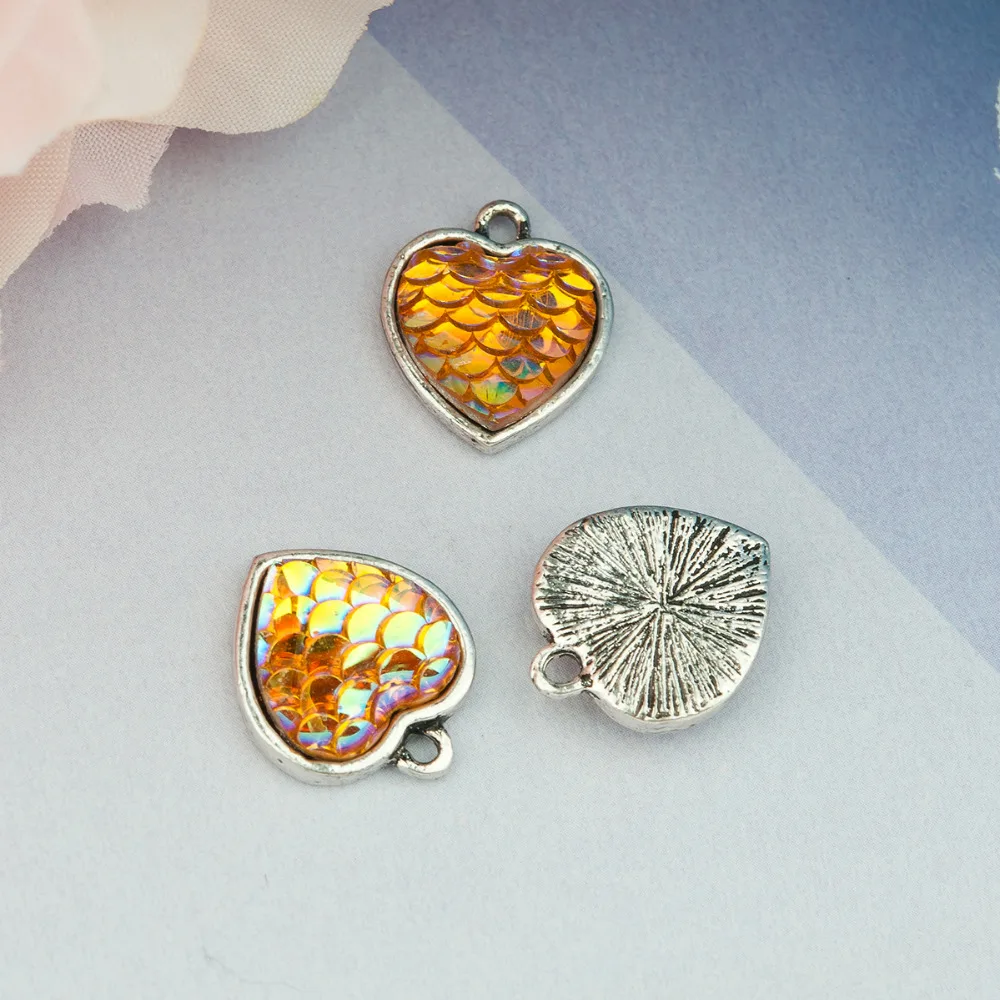 DoreenBeads Drusy Ювелирные изделия сердечко серебряного цвета Подвески многоцветные