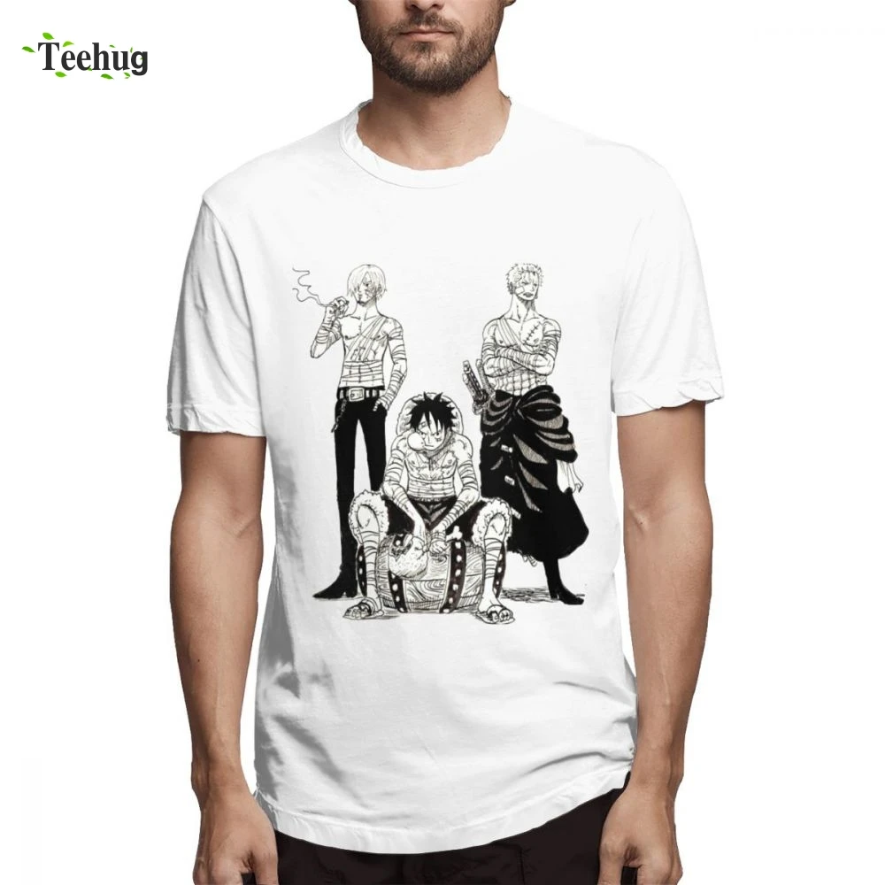 Monster Trio/цельная одежда с героями мультфильмов для мужчин; хлопковая Футболка уникального качества для отдыха для мужчин; Luffy zoro sanji