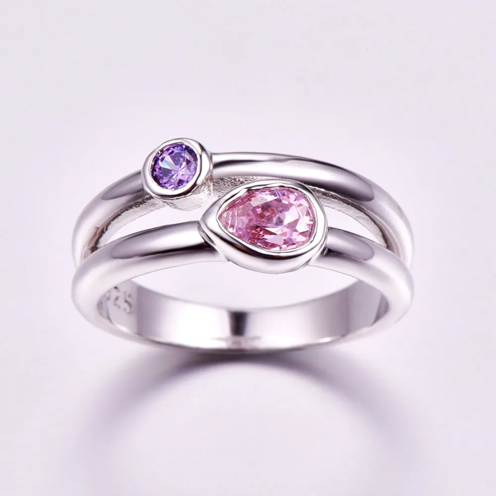 lingmei Wedding Band Red &amp Yellow Pink Purple Zircon Silver Color Ring Size 6 7 8 9 Classic Fashion Unisex Party Jewelry | Украшения и