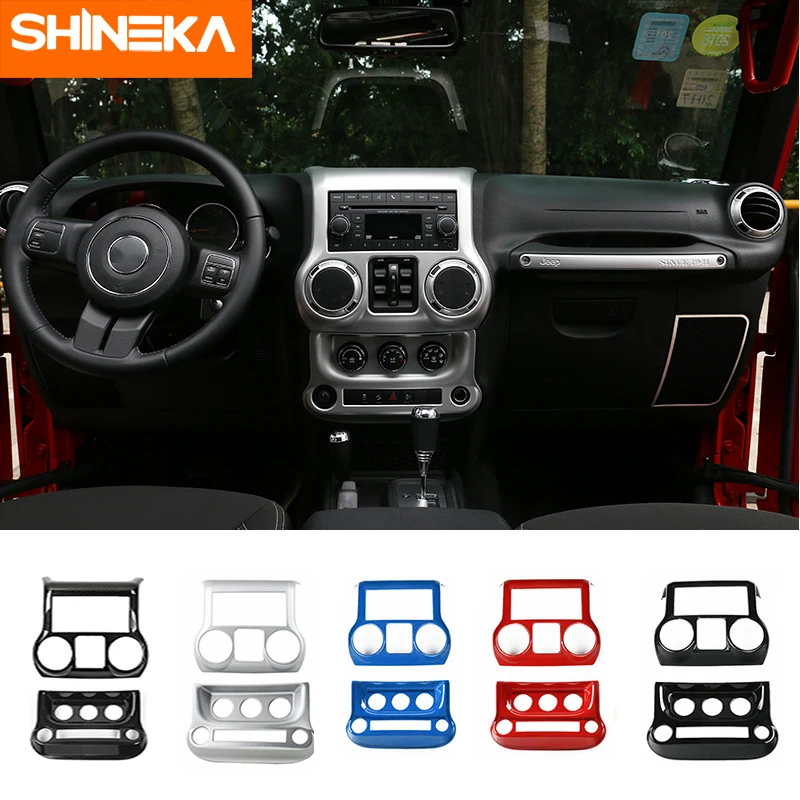

SHINEKA Car Dashboard Center Console Air Conditioner Switch Decoration Cover Stickers For Jeep Wrangler JK 2011-2017 Accessories