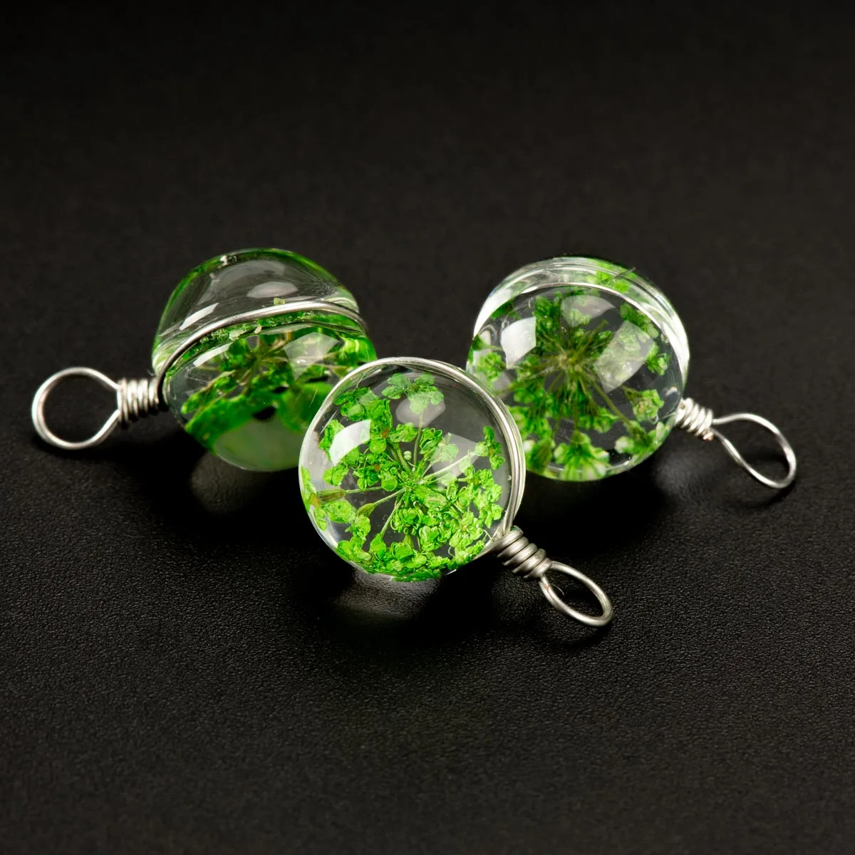 12 # железная проволока натуральный сушеный цветок со стеклянными бусинами