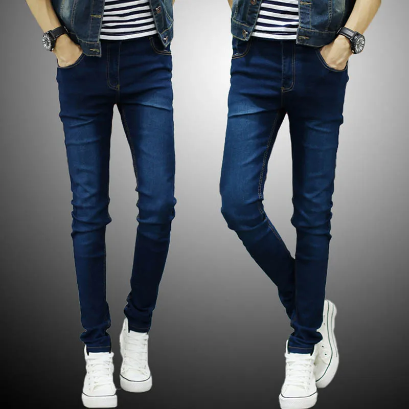 Мужские джинсы в стиле хип-хоп эластичные брюки-карандаш для подростков