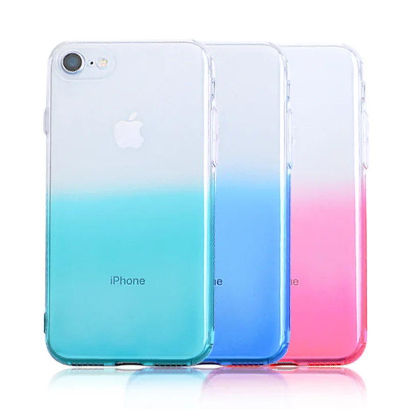 

Чехол для Телефона iPhone X, XR, XS Max, 8, 7, 6, 6s Plus, мягкие чехлы из ТПУ с цветным градиентом и радугой для iPhone 5S