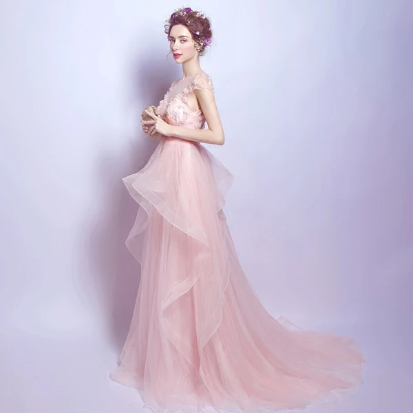 Распродажа Robe De Soiree длинное вечернее платье с розовыми кристаллами и бисером
