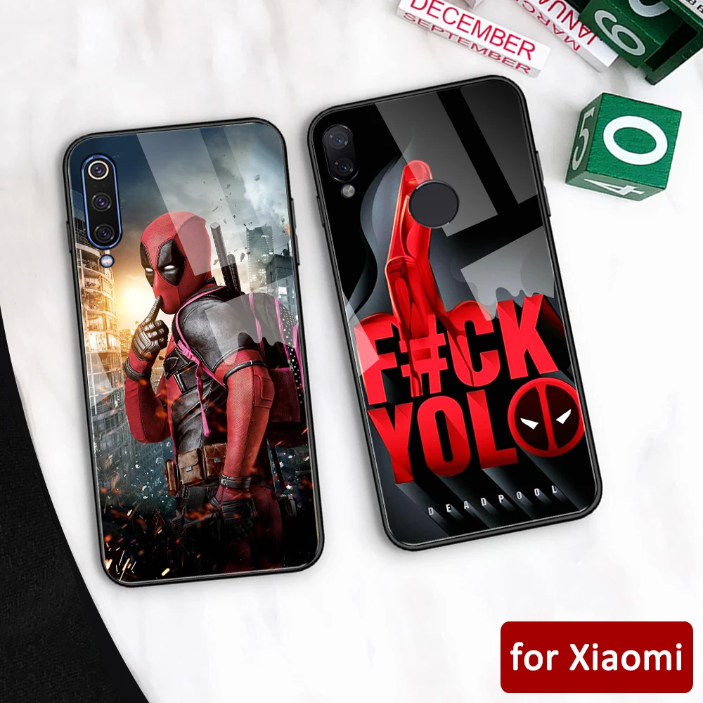 Стеклянный чехол для redmi K20 pro задняя крышка deadpool note 7 Xiaomi mi 5 6 6x Redmi Note Mi Max 3 play