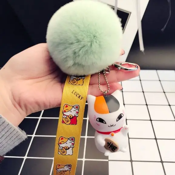 1 шт. милый мультфильм Япония Нацумэ Yuujinchou Nyanko Sensei Кот Брелок меховой шарик помпоны брелок Lucky Cat сумка Подвеска плюшевая игрушка