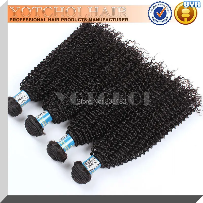 Yotchoi beauty forever peruvian virgin hair natrual color 4pcs/lot 100% human kinky curl |