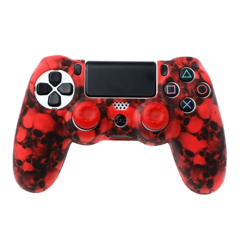 Skull Silicone Gamepad Cover Case + 2 Joystick Caps For PS4 Pro Slim Controller | Электроника