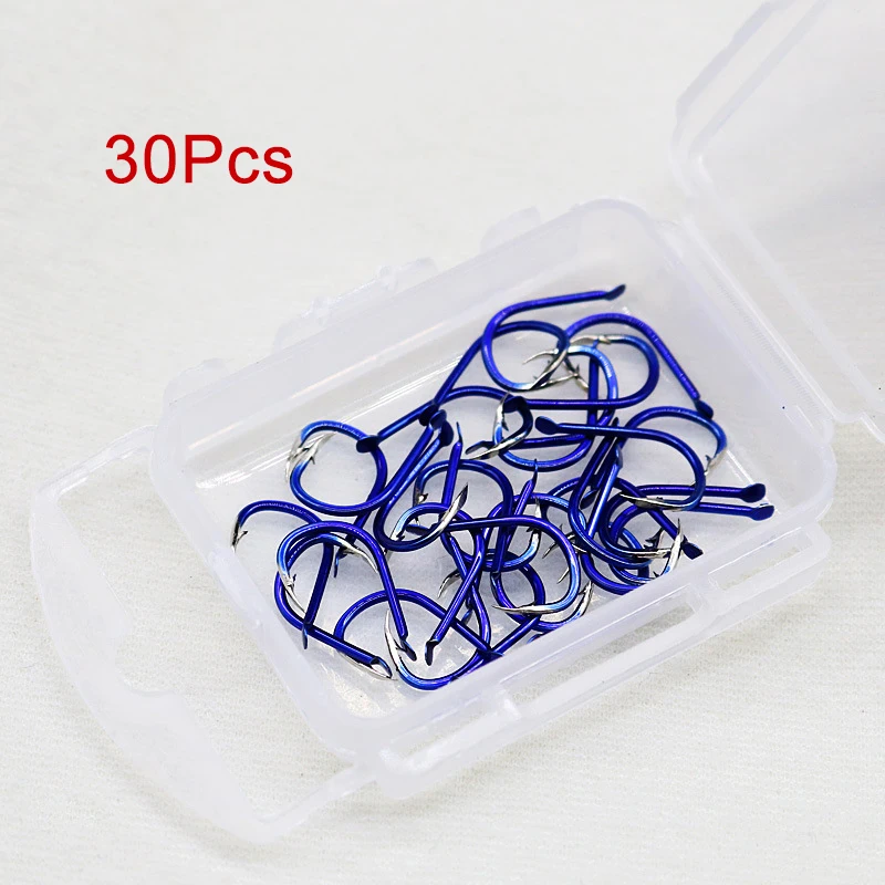 

30Pcs/lot Blue fishing hook High carbon steel barbe fishing hooks Sharp Fishhooks 1-13 size hooks Durable anzol haken pesca
