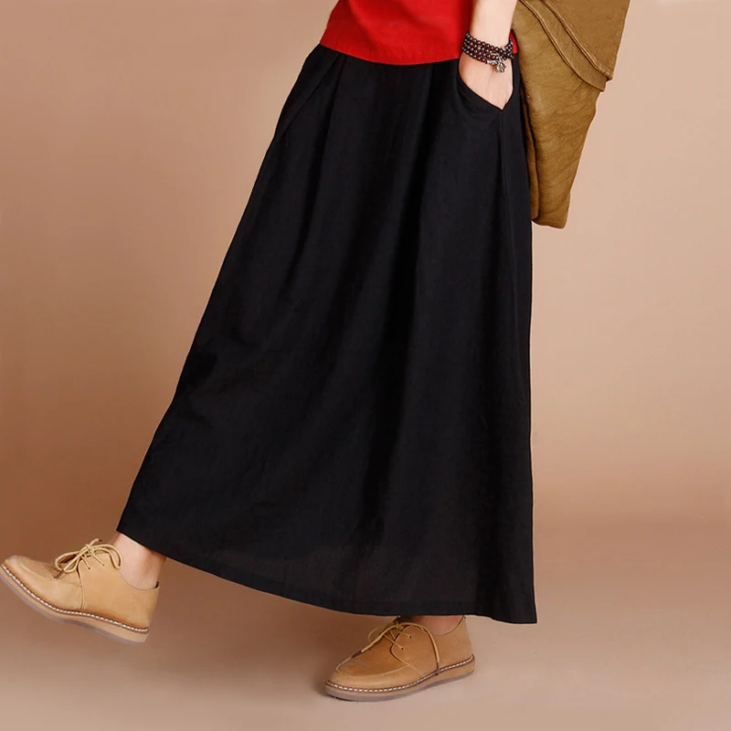 Юбка макси Женская хлопково Льняная в этническом стиле|skirt female|maxi skirtmaxi skirt female |