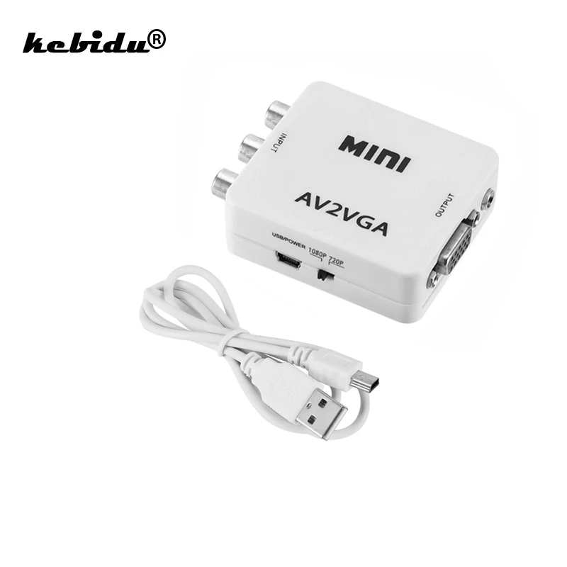 Преобразователь видео HD AV2VGA мини AV RCA CVBS для VGA преобразователь с 3 5 мм аудио на ПК