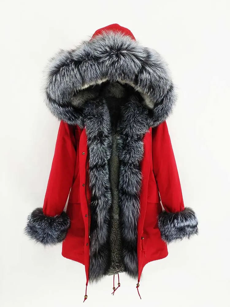 Rabbit fur liner A Mao KongLong парка зимняя куртка женские парки пальто из натурального меха натуральный мех енота капюшон Подкладка из натурального кроличьего меха Роскошная уличная одежда - Цвет: Rabbit fur liner A