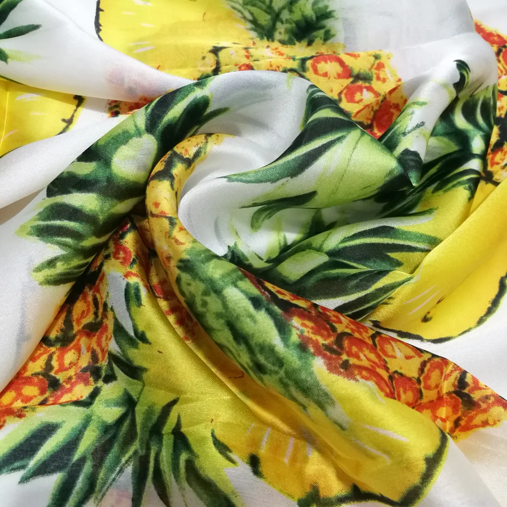 Шелковый шарф с Омбре однотонные шарфы Pineapple Foulard Hijab роскошный брендовый Bufandas на