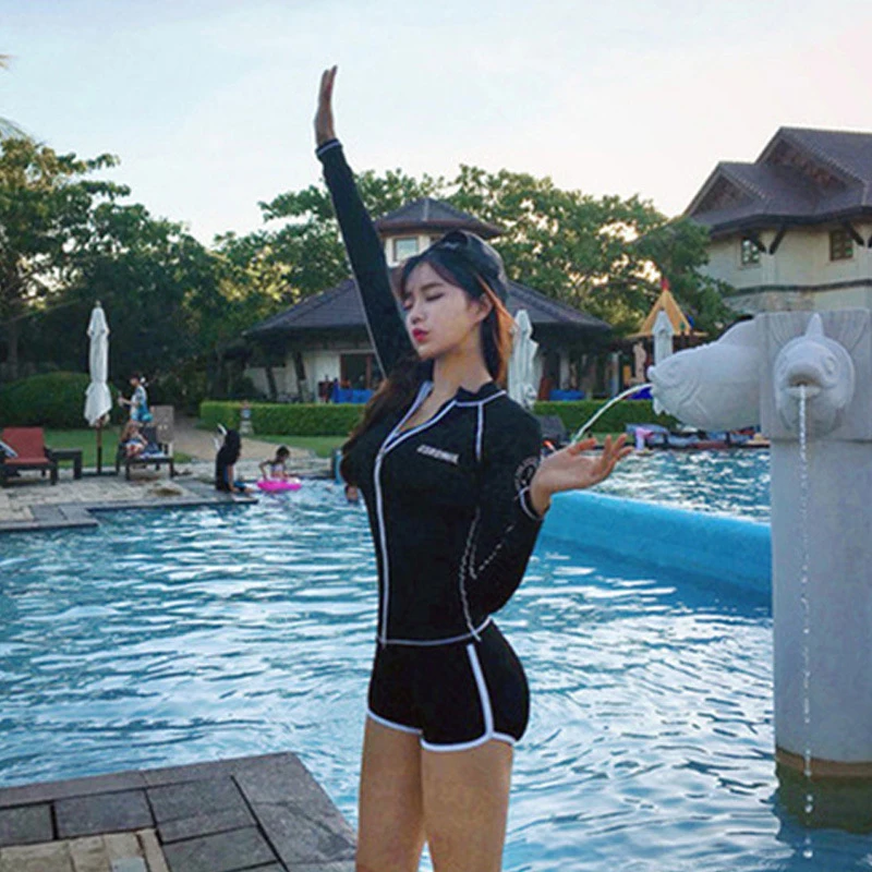 Женский купальный костюм с длинным рукавом Rashguard 3 шт./компл. защитой от солнца для