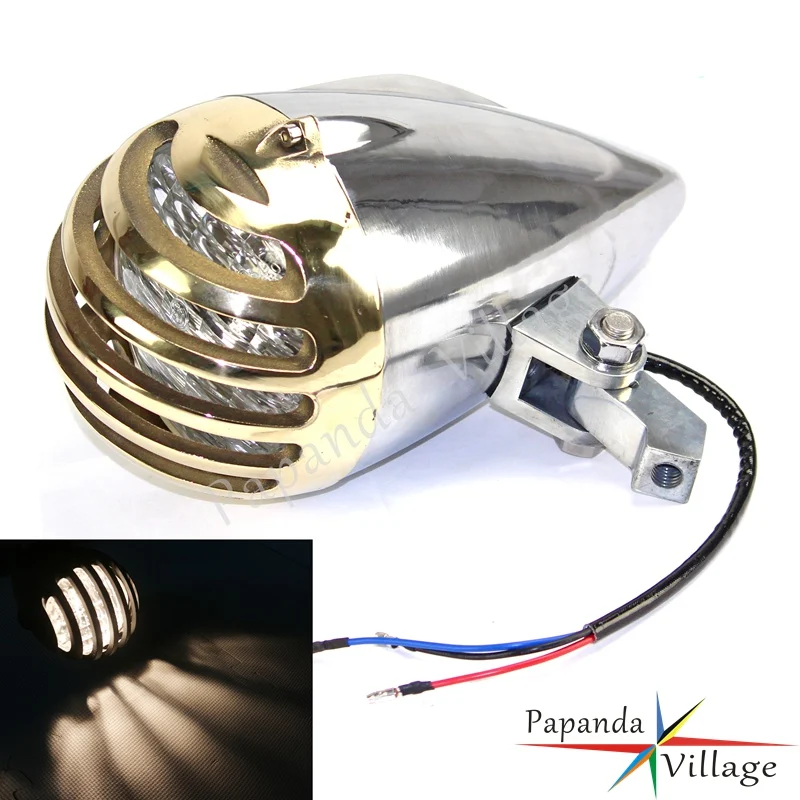 

Motorbike Billet Aluminum 4.5" Retro Front Grill High Low Beam Headlight Custom Headlamp for Harley Chopper Touring Road King
