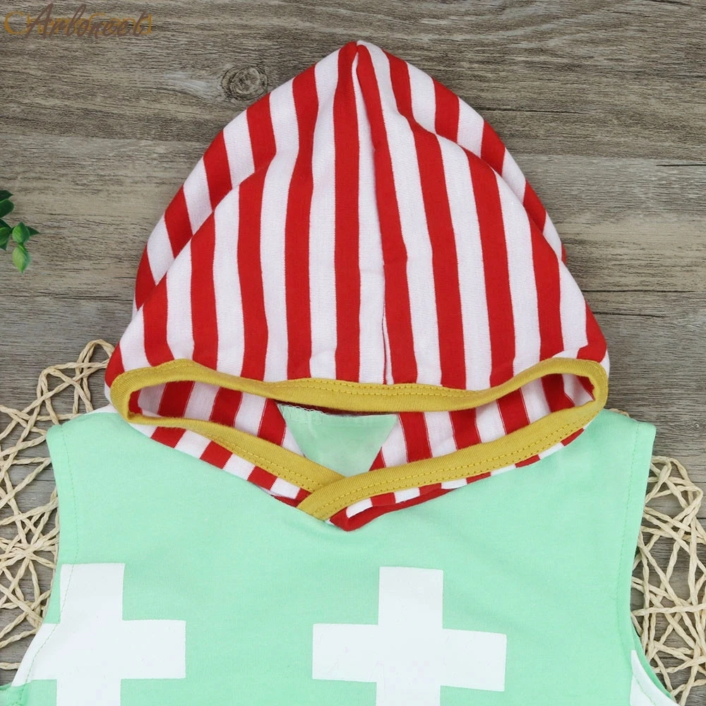 2017 FASHIONToddler Baby Hooded Boys Striped Print Tracksuit Tops +Shorts Pants Outfits Set oct | Детская одежда и обувь