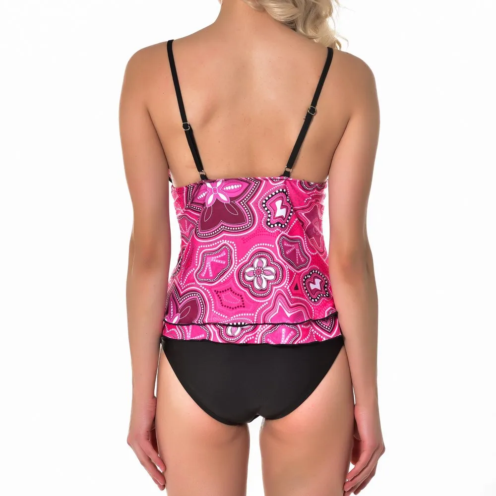 Женский купальный костюм-Бикини на бретельках с принтом разрезом международная