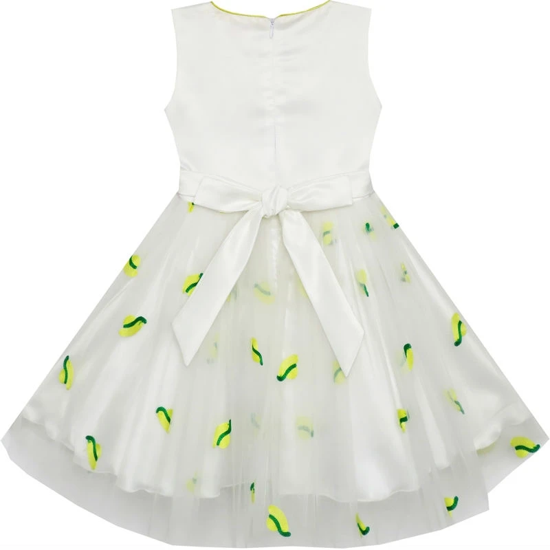 Sunny Fashion платья для девочек Цветок Девушка Платье Мультфильм Шаблон Тюль