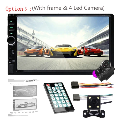 With 4 Led Camera AMPrime Автомагнитола 2din " сенсорный Автомагнитола Mirrorlink мультимедийный плеер Bluetooth MP4 MP5 стерео аудио авто с камерой заднего вида - Цвет: With 4 Led Camera