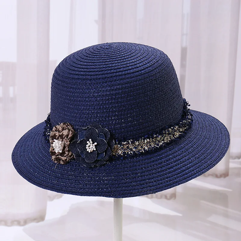 Шляпа женская Соломенная элегантная Солнцезащитная шапка с плоским верхом и