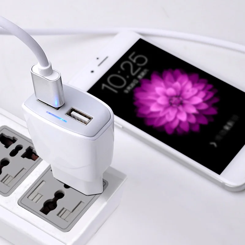Nkobee Универсальный USB Зарядное устройство 2.1a 2 Порты для телефона светодиодный