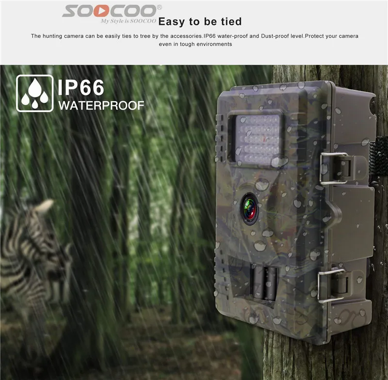 

Фотоловушка SOOCOO TC200, 16 МП, 1080P, инфракрасная камера ночного видения, 42 светодиода