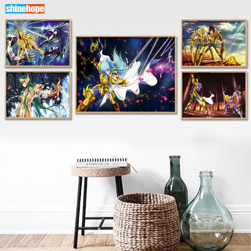 Холщовый постер Saint Seiya на заказ 27x40 см 30x45 домашний декор холщовая печать фотообои