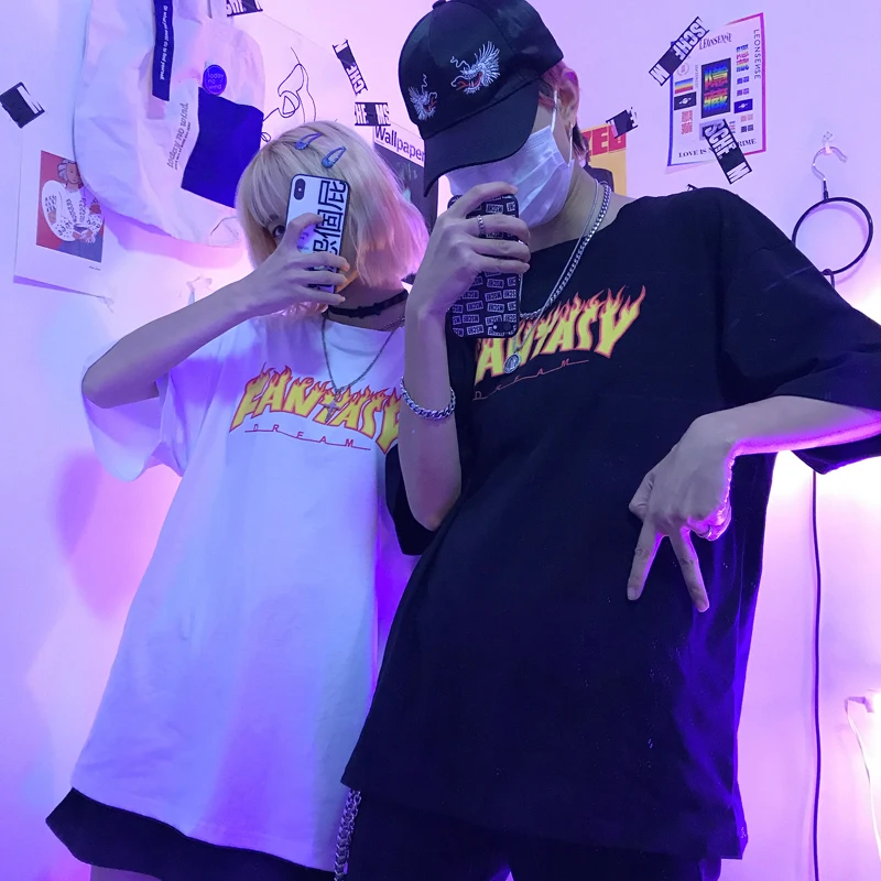 Модная женская футболка летняя одежда 2020 корейский стиль Ulzzang Harajuku принт с