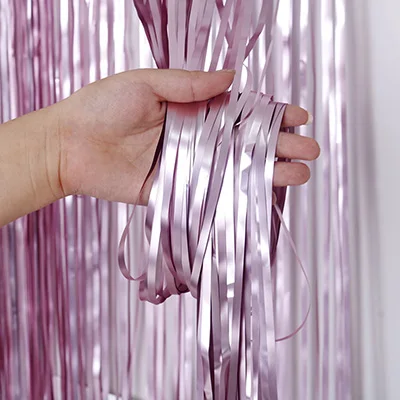 1*2 м фольга из розового золота shinyTinsel кисточки для занавески Свадьба Рождество