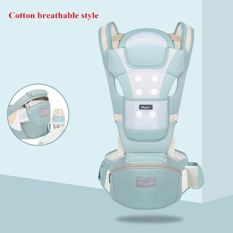 Breathable Green Эргономичная переноска для новорожденных, рюкзак для младенцев, слинг-кенгуру с передним бортиком для путешествий 0-36 месяцев - Цвет: Breathable Green