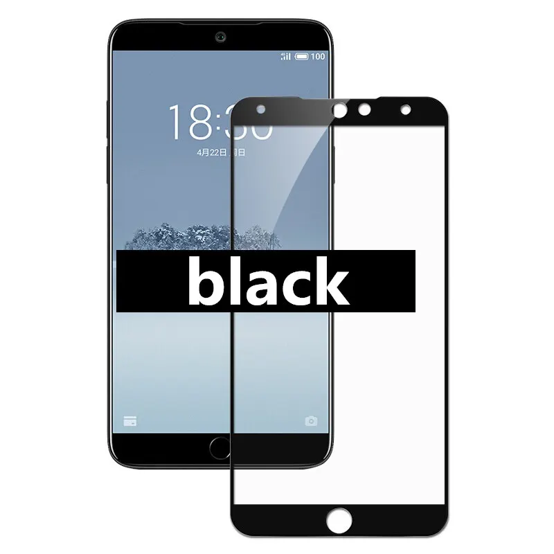 black Полное покрытие из закаленного стекла для MEIZU 15 lite M15 15 lite, защитный экран для телефона, закаленное стекло 9H на рамке, все края, черный чехол - Цвет: black