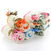 2018 new fashion ladies 2pcsset 3474cm soft pink blue cotton flower face towel floral terry towels peony washcloth camping