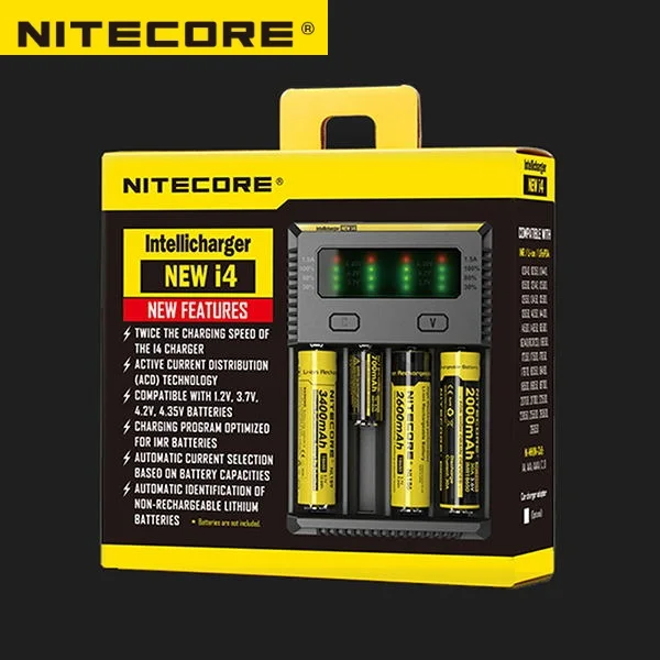 Новинка зарядное устройство NITECORE I4 умное Intelli для Li ion/IMR Nicd 16340 14500 18650 26650 AA AAA
