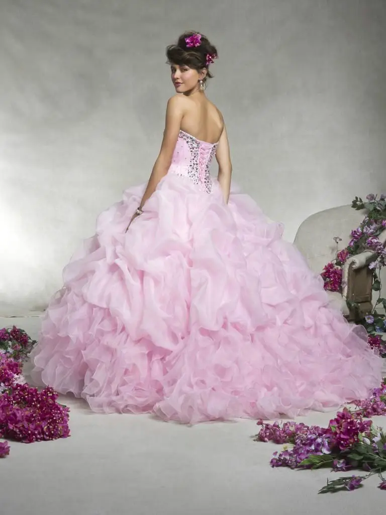 unusual purple/pink beaded sheer organza quinceanera dresses cinderella ball gown pageant party custom size | Свадьбы и торжества