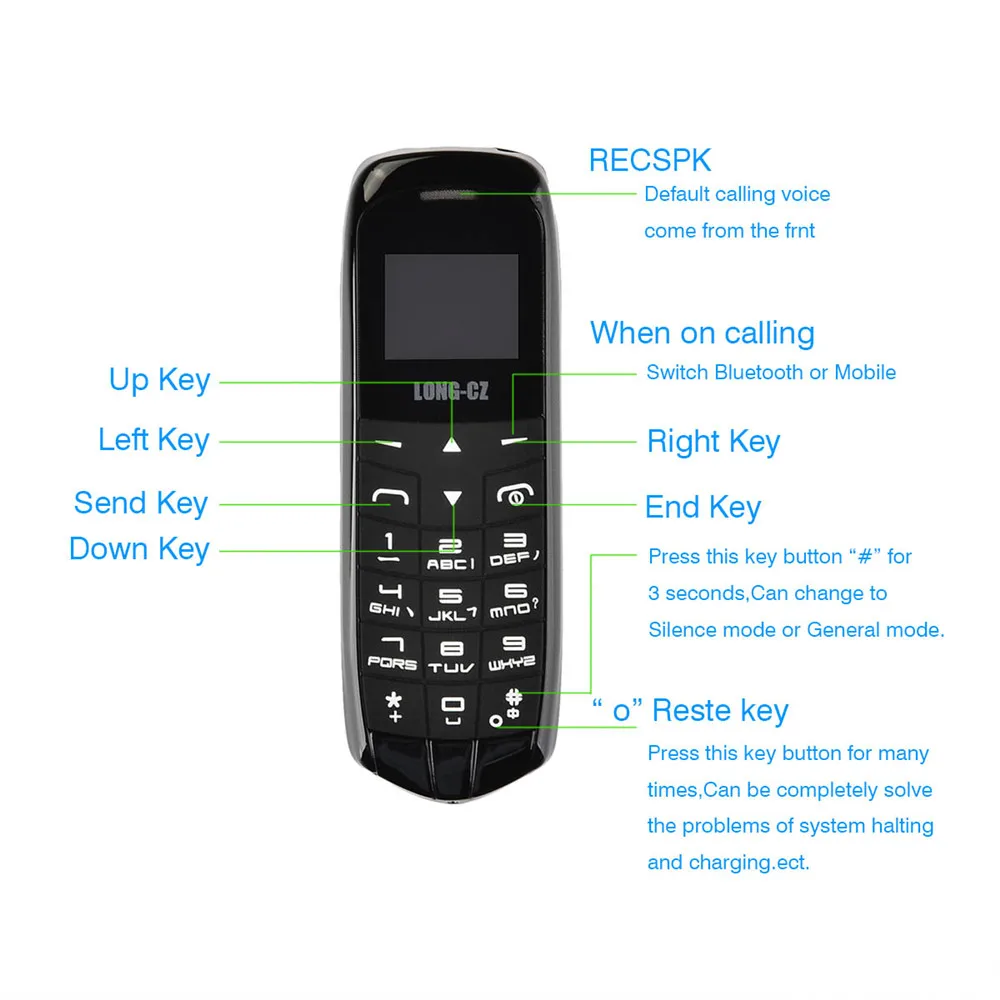 Мини-телефон Long-CZ J8 bluetooth с функцией ручного набора Bluetooth наушники FM микро-SIM-карта
