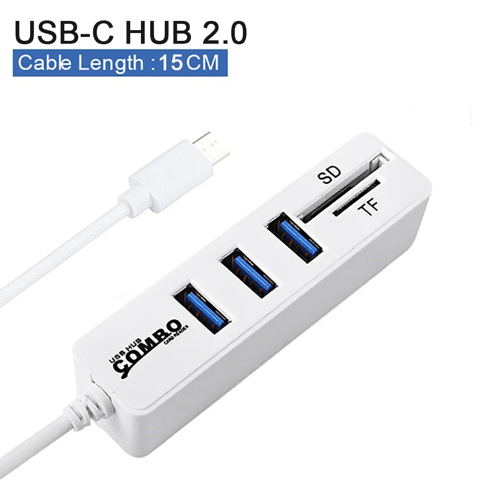 2 в 1 type-C OTG USB 2,0 концентратор USB C разветвитель Combo 3/6 портов USB& SD/TF кардридер Micro USB Combo для ПК ноутбука компьютера