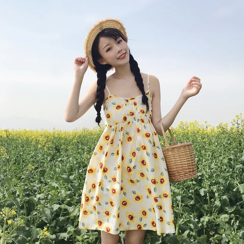 Женские платья в японском стиле Kawaii Ulzzang платье с регулируемыми лямками виде