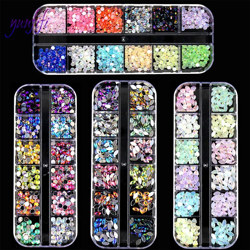 Новый дизайн ногтей ювелирные изделия желе бриллиант AB симфония с плоским дном