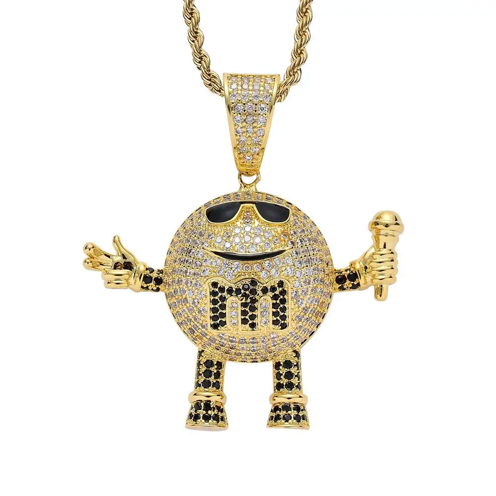 

В стиле «хип-хоп» с креплением микро-паве ААА CZ камень Bling льдом микрофон персонажа из мультфильма M бобы Кулоны из нержавеющей стали ожерель...