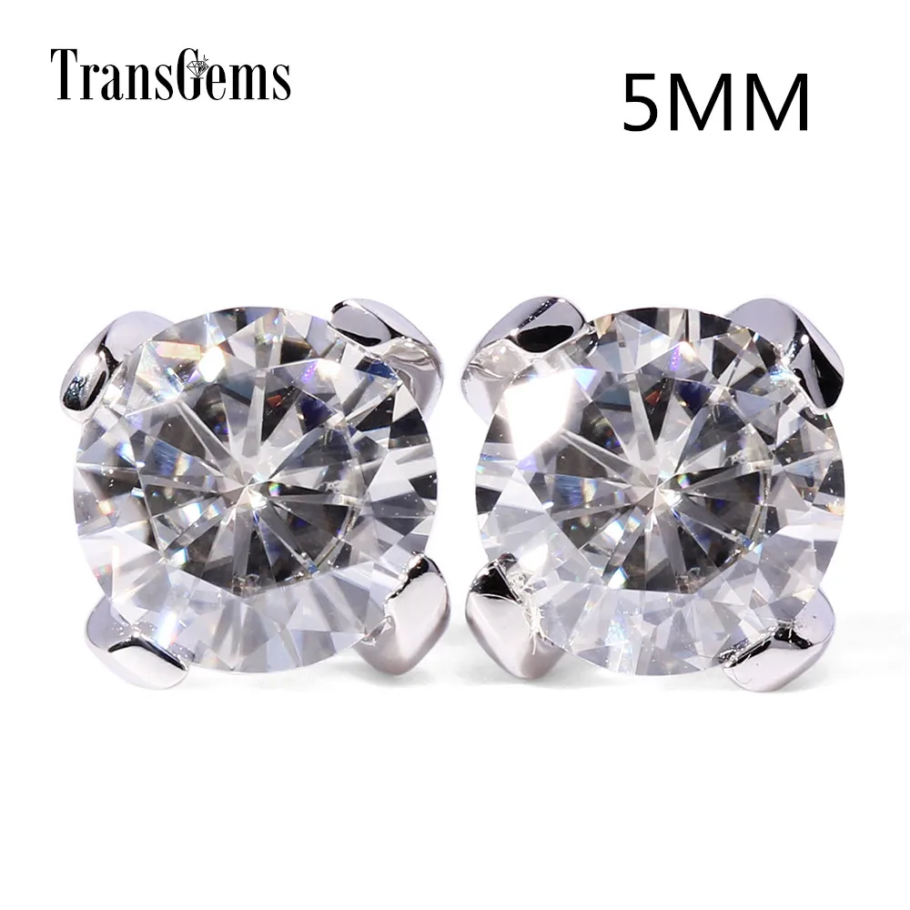 Женские серьги с эффектом пуш-ап Transgems Solid 14K 585 белое золото 1CTW 5 мм FGH классические
