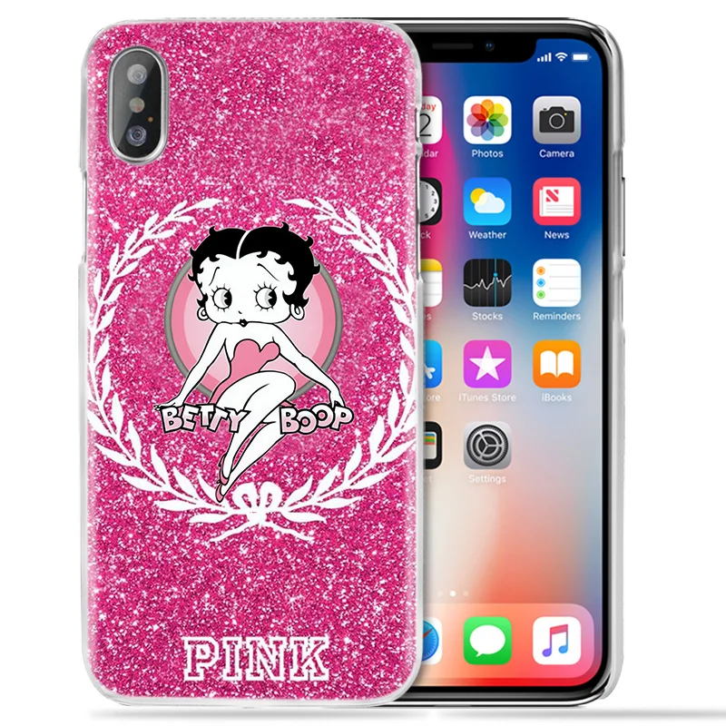 Чехол для iPhone XS Max XR X 10 7 7S 8 6 6S Plus 5S SE 5 4S 4 5C Жесткий пластиковый прозрачный чехол для телефона 11 Pro розовый сексуальный Betty Boop